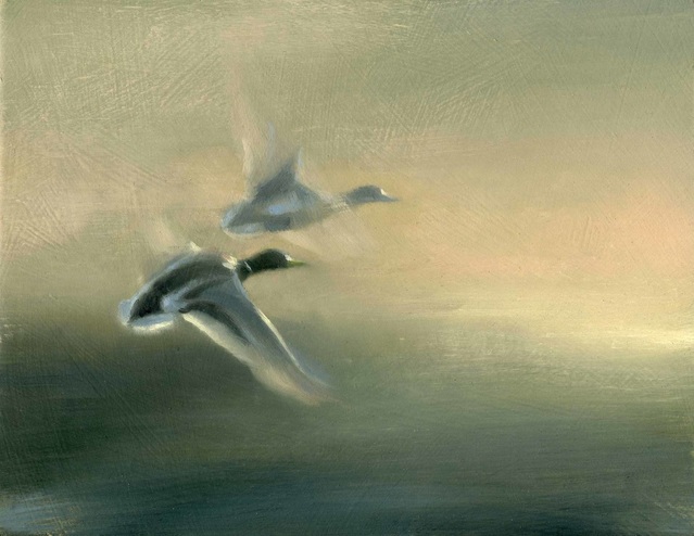 Mallards Flying painting