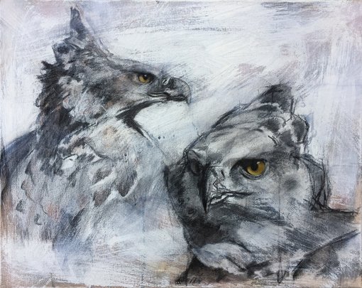 African Crowned Eagle painting
